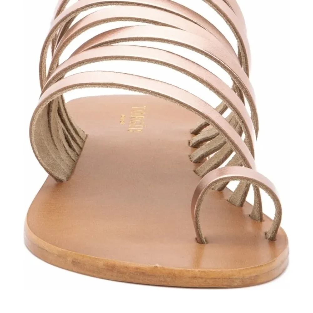 Gold color Multi Crossed Toe Loop Sandal - Picture 5 of 11